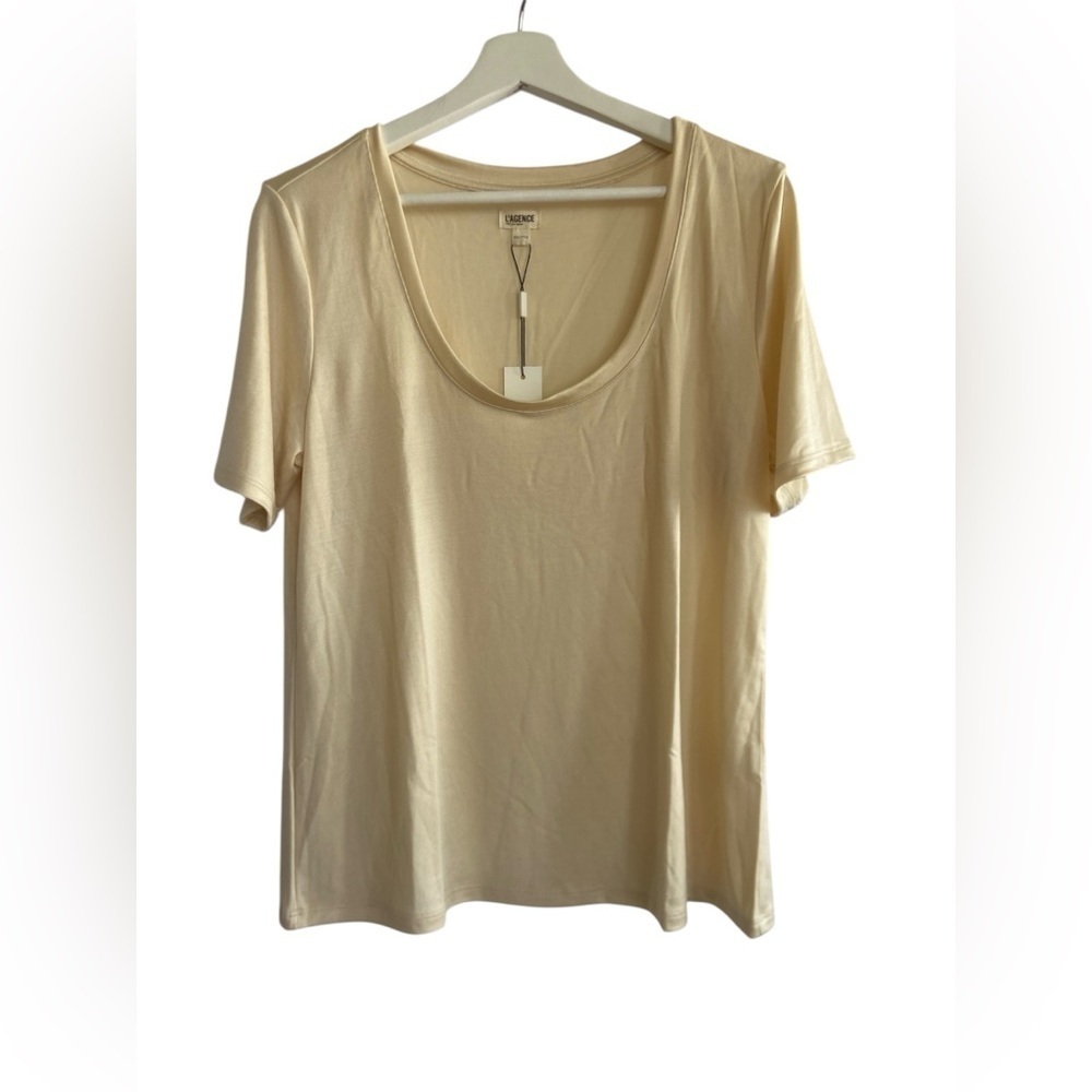 L'AGENCE Tan beige Short Sleeve Relaxed T-Shirt XXL NEW